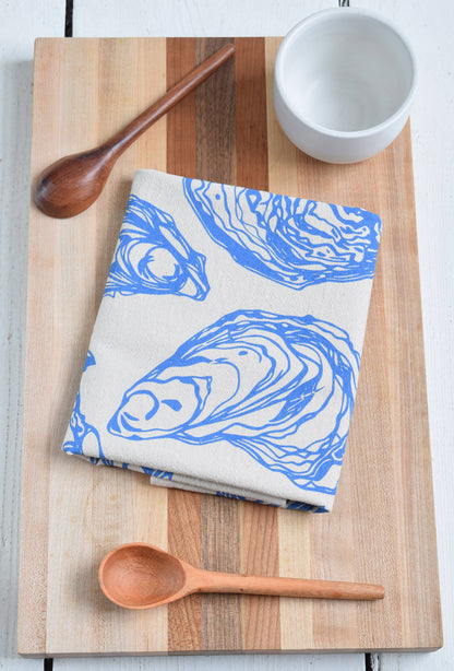 Hearth and Harrow - Oyster Tea Towel in Blue-violet - Organic Cotton - Sea Shell - PMA Store at the Portland Museum of Art, Maine