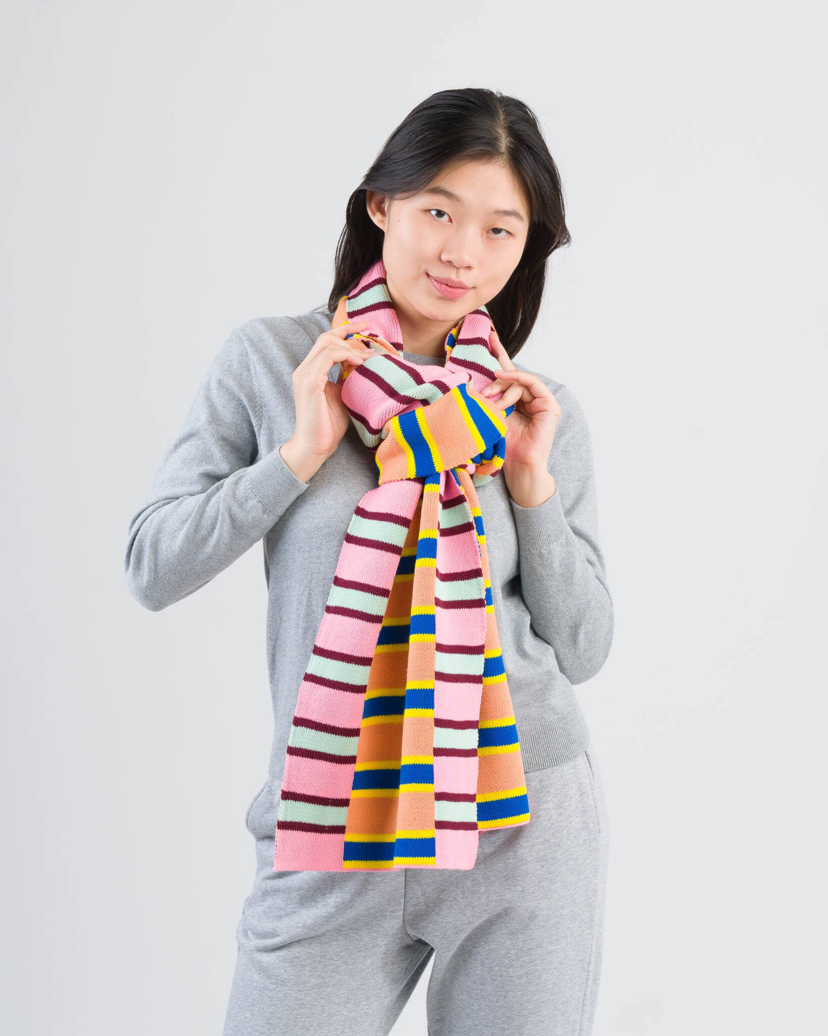 VERLOOP | knits - Zipper Stripe Big Scarf: Poppy Stone Blue - PMA Store at the Portland Museum of Art, Maine