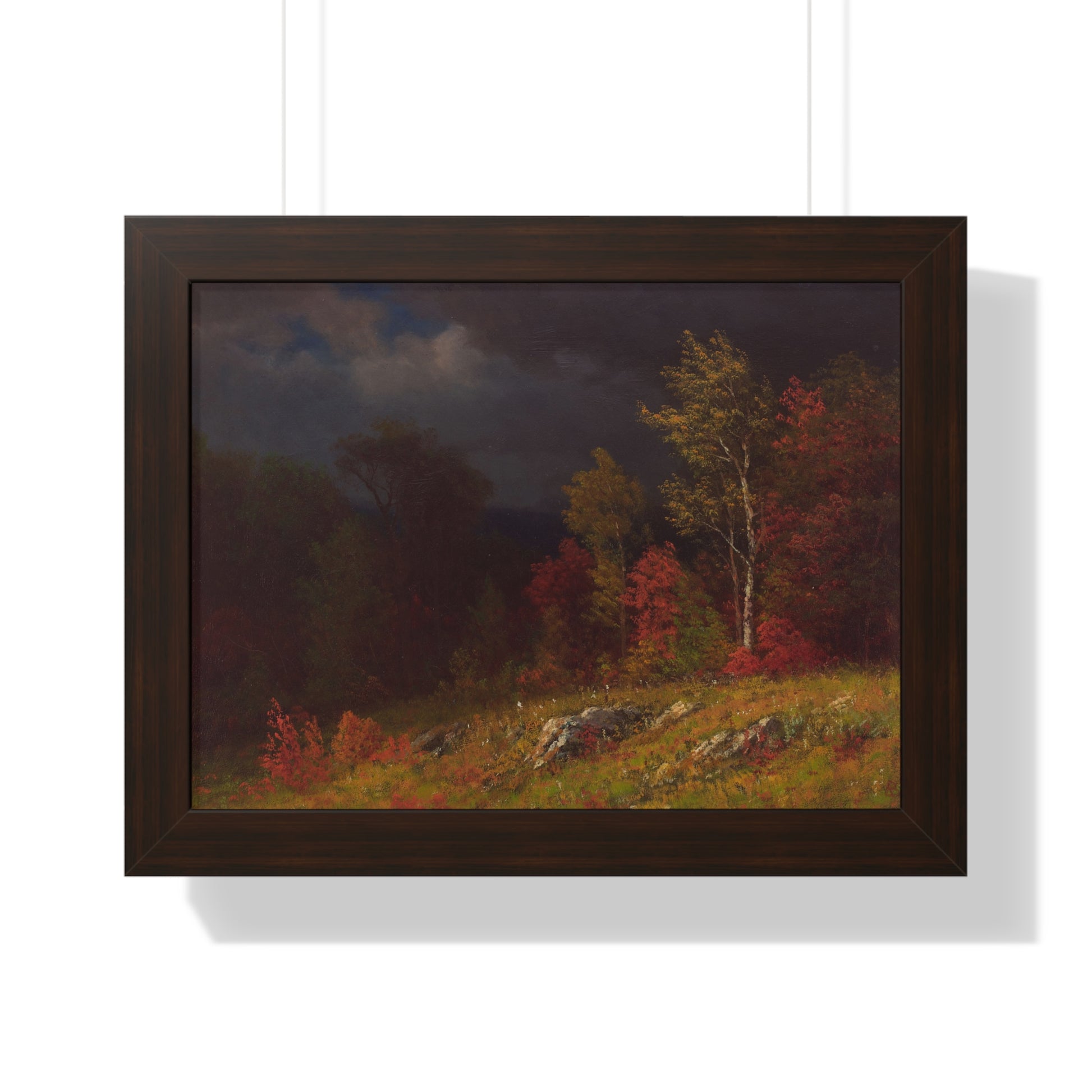 Autumn Birches (Approaching Storm) by Albert Bierstadt Framed Landscape Poster - PMA Store at the Portland Museum of Art, Maine