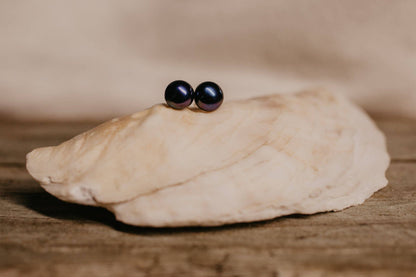 Sea Salt & Silver - Black Pearl Stud Earrings: Large - PMA Store at the Portland Museum of Art, Maine