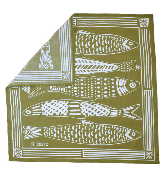 Hearth and Harrow - Sardine Bandana - 100% Cotton - Nautical Print - Hanky Ascot - PMA Store at the Portland Museum of Art, Maine