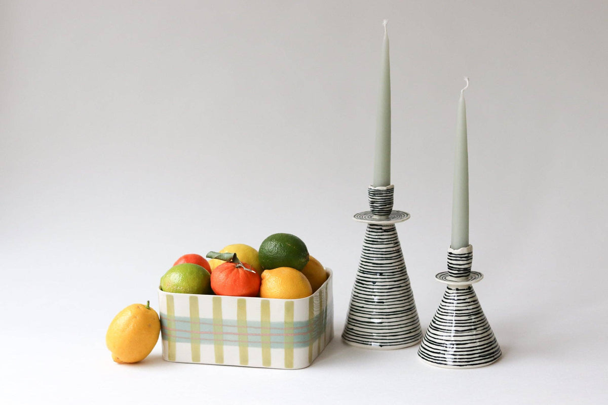 Elizabeth Benotti Ceramics - Everyday Pinched Candlestick Holder: Daybreak / Tall - PMA Store at the Portland Museum of Art, Maine