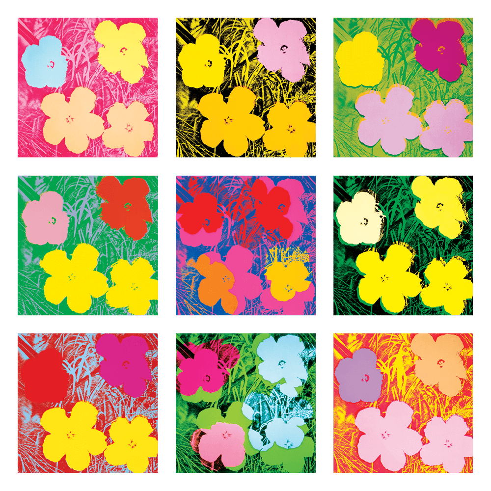 Flowers by Andy Warhol - Sheet of 9 Kiss-Cut Stickers - PMA Store at the Portland Museum of Art, Maine
