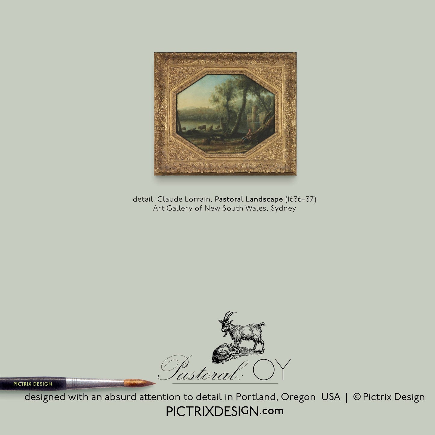 "Pastoral: OY" A6 greeting card: Recycled white envelopes - PMA Store at the Portland Museum of Art, Maine