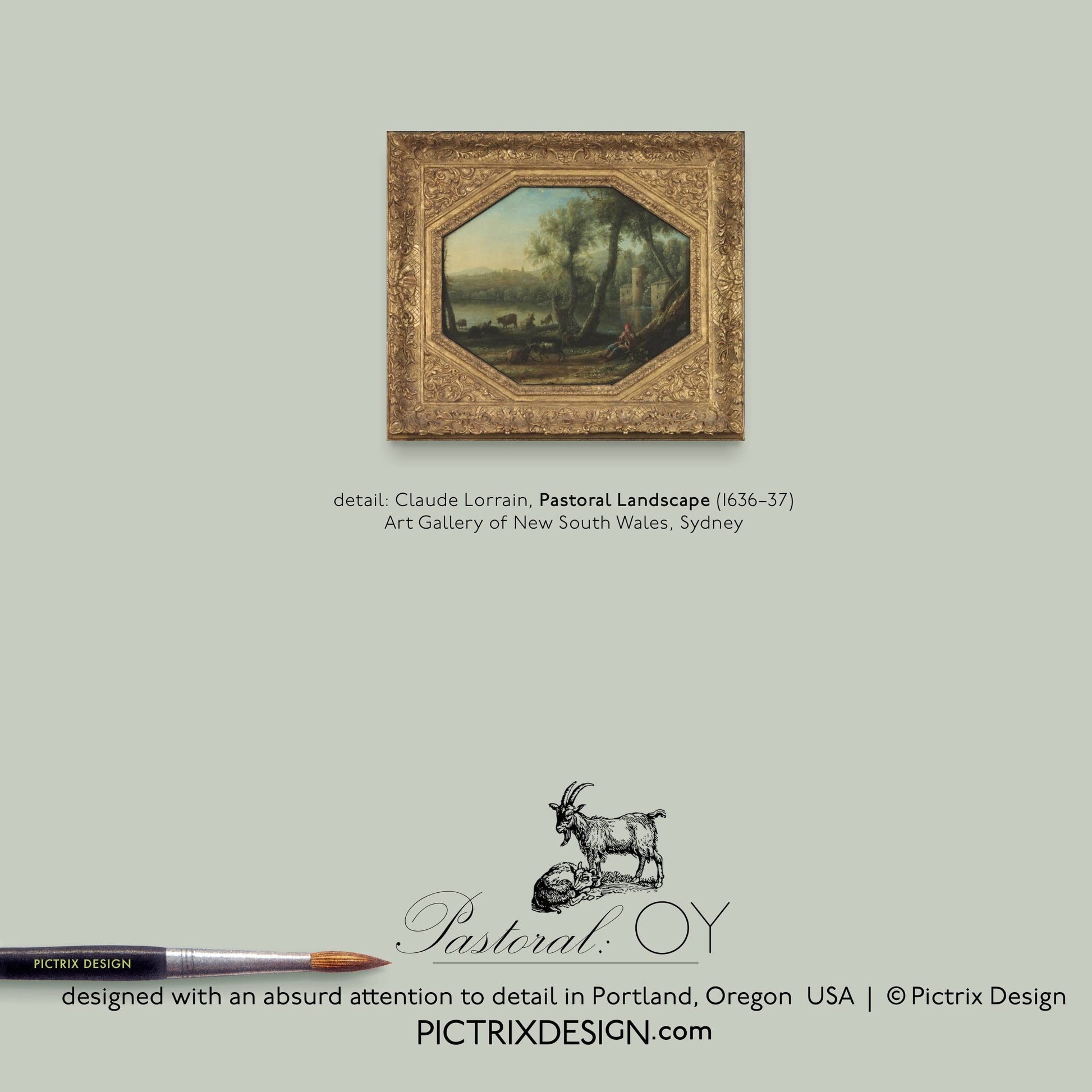 "Pastoral: OY" A6 greeting card: Recycled white envelopes - PMA Store at the Portland Museum of Art, Maine