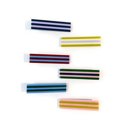 Combinist Goods - Striped Hair Clip | Large: Pastel Pink | Chartreuse