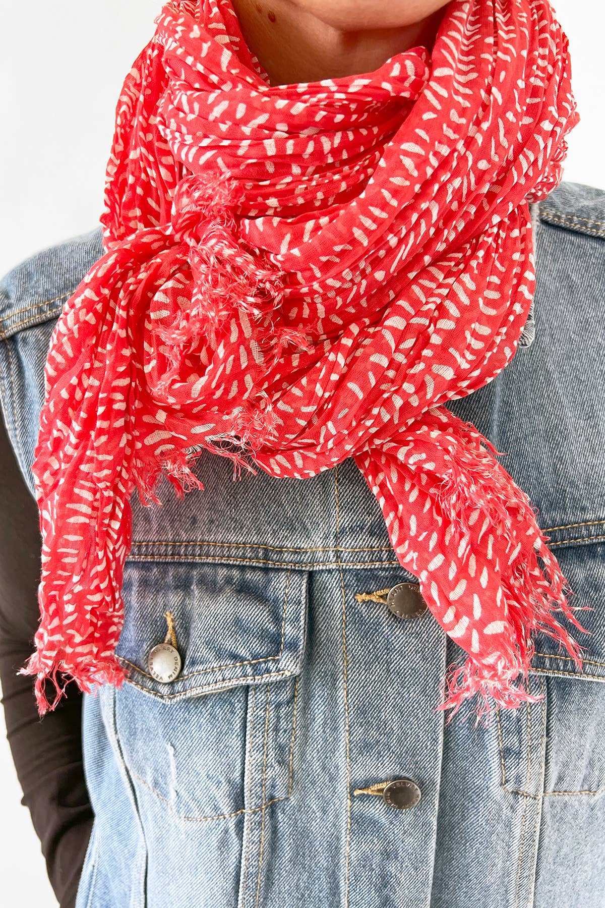 See Design - Cotton Scarf: Spots Red/Mustard