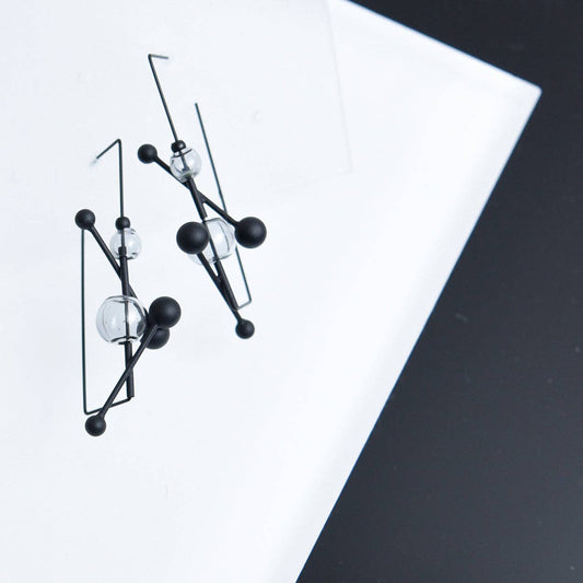 Pursuits - Révé Hoop Earrings: Glass Grey
