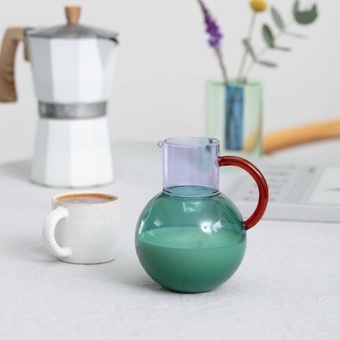 Block Design US - Pablo Glass Jug - Small: Teal Purple Amber