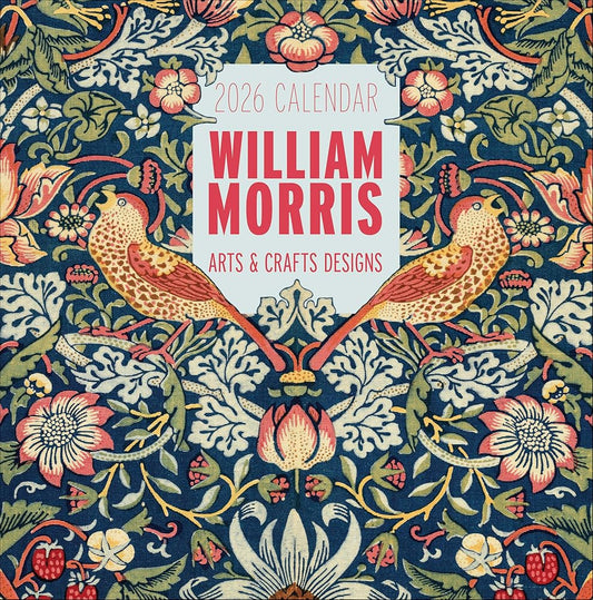 Wall Calendar 2026, William Morris: Arts & Crafts Designs, 12 Months, Large Grid Design Featuring 12 Artworks cover image
