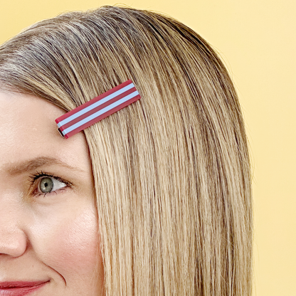 Combinist Goods - Striped Hair Clip | Large: Pastel Pink | Chartreuse