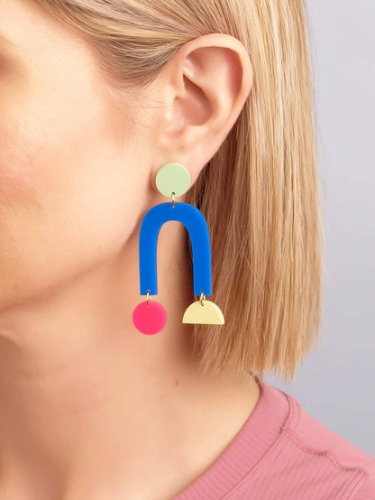 Combinist Goods - Collage Earrings: Hot Pink