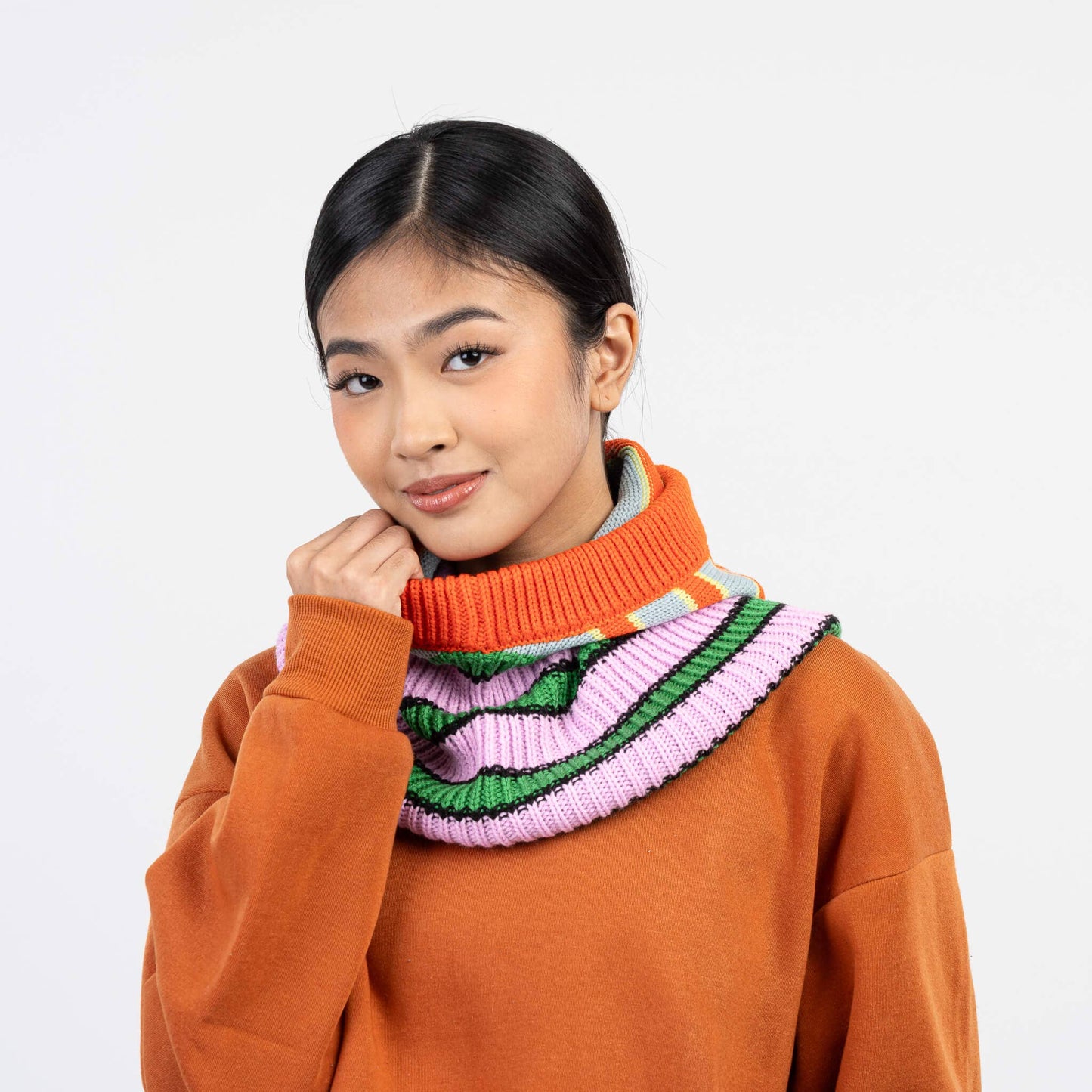 Zipper Stripe Hood: Peach Cobalt - PMA Store at the Portland Museum of Art, Maine