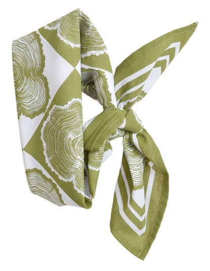Hearth and Harrow - Tree Ring Bandana - 100% Cotton - Olive Green Print