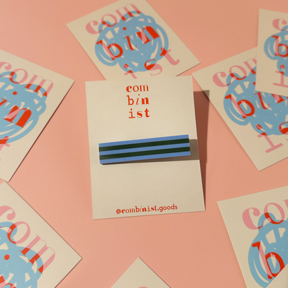 Combinist Goods - Striped Hair Clip | Large: Cornflower Blue | Green
