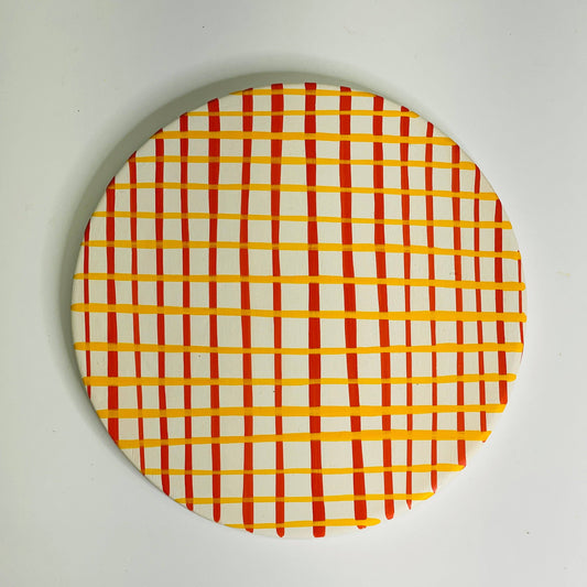 TRIVET - YELLOW/VERMILLION CHECK - PMA Store at the Portland Museum of Art, Maine