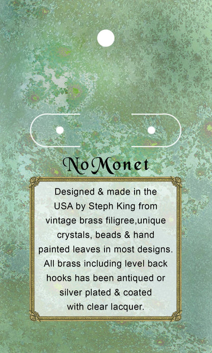 NoMonet - Fairyland: Bee Pollenating a Rosebud Hand Painted Earrings : Gold And Champagne - PMA Store at the Portland Museum of Art, Maine