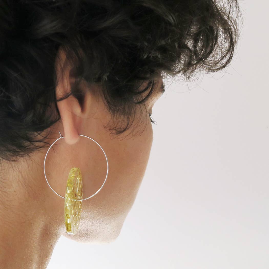 Pamela Coromoto - Circle Earrings -  Big: Clear Iridescent