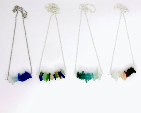 Cyn Elizabeth Studios - The Sea Bar- Sea Glass Statement Necklace: Uncarded (arrives separated in ziplock bags) - PMA Store at the Portland Museum of Art, Maine