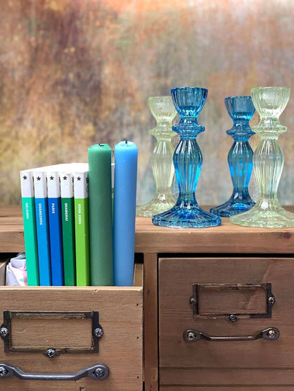 Green & Blue Taper Candle | POS | Summer | Gifts | - PMA Store at the Portland Museum of Art, Maine