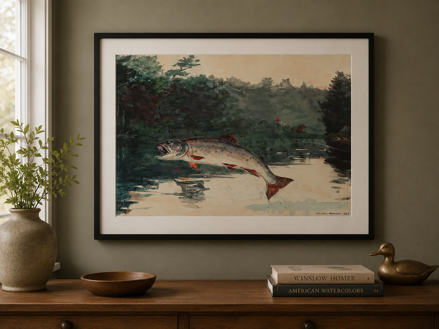 Winslow Homer Leaping Trout Poster 18 x 24