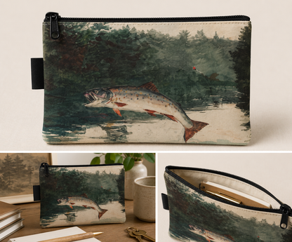 Leaping Trout by Winslow Homer Canvas Zip Pouch