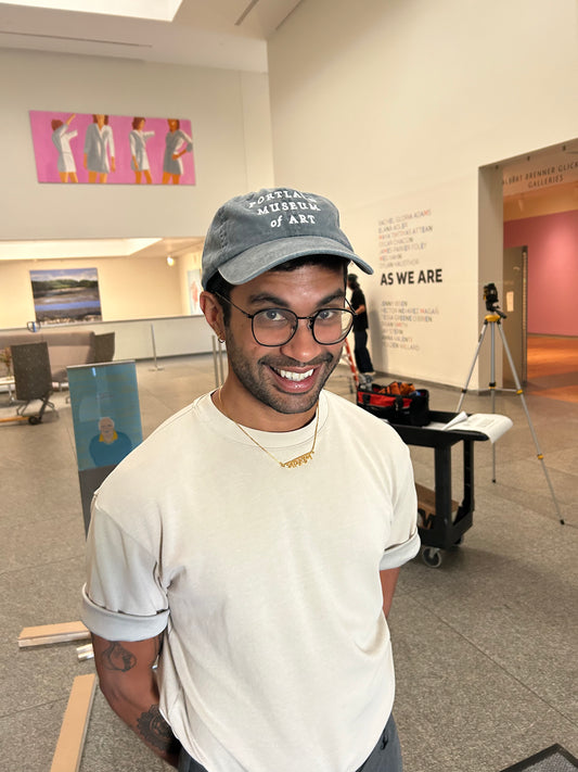 PMA Wordmark Charcoal Washed Baseball Hat 2024 - PMA Store at the Portland Museum of Art, Maine