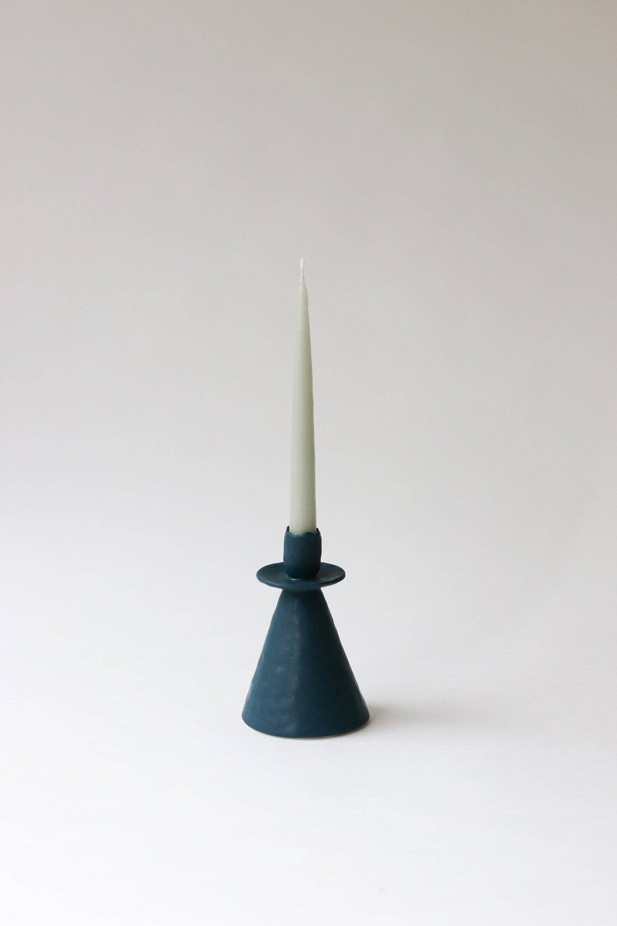 Elizabeth Benotti Ceramics - Everyday Pinched Candlestick Holder: Seafoam / Short - PMA Store at the Portland Museum of Art, Maine