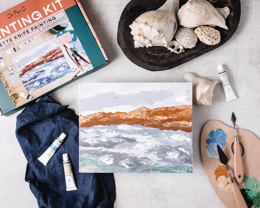 Cate Paper Co. - Coastal Cliffs palette knife painting kit - PMA Store at the Portland Museum of Art, Maine