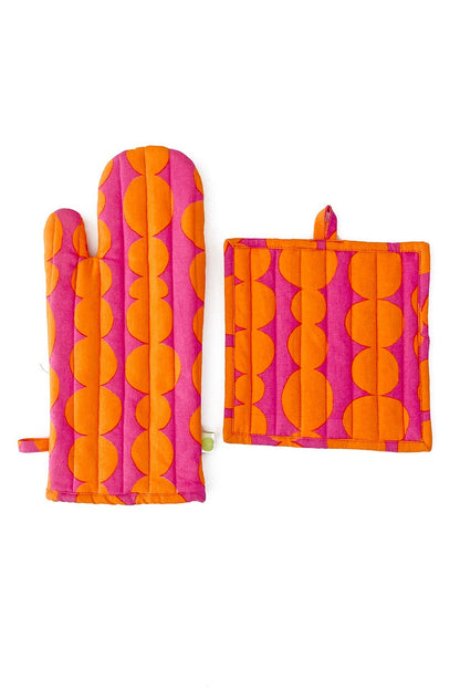 Oven Mitt & Potholder Set: Totem Fuchsia/Orange - PMA Store at the Portland Museum of Art, Maine