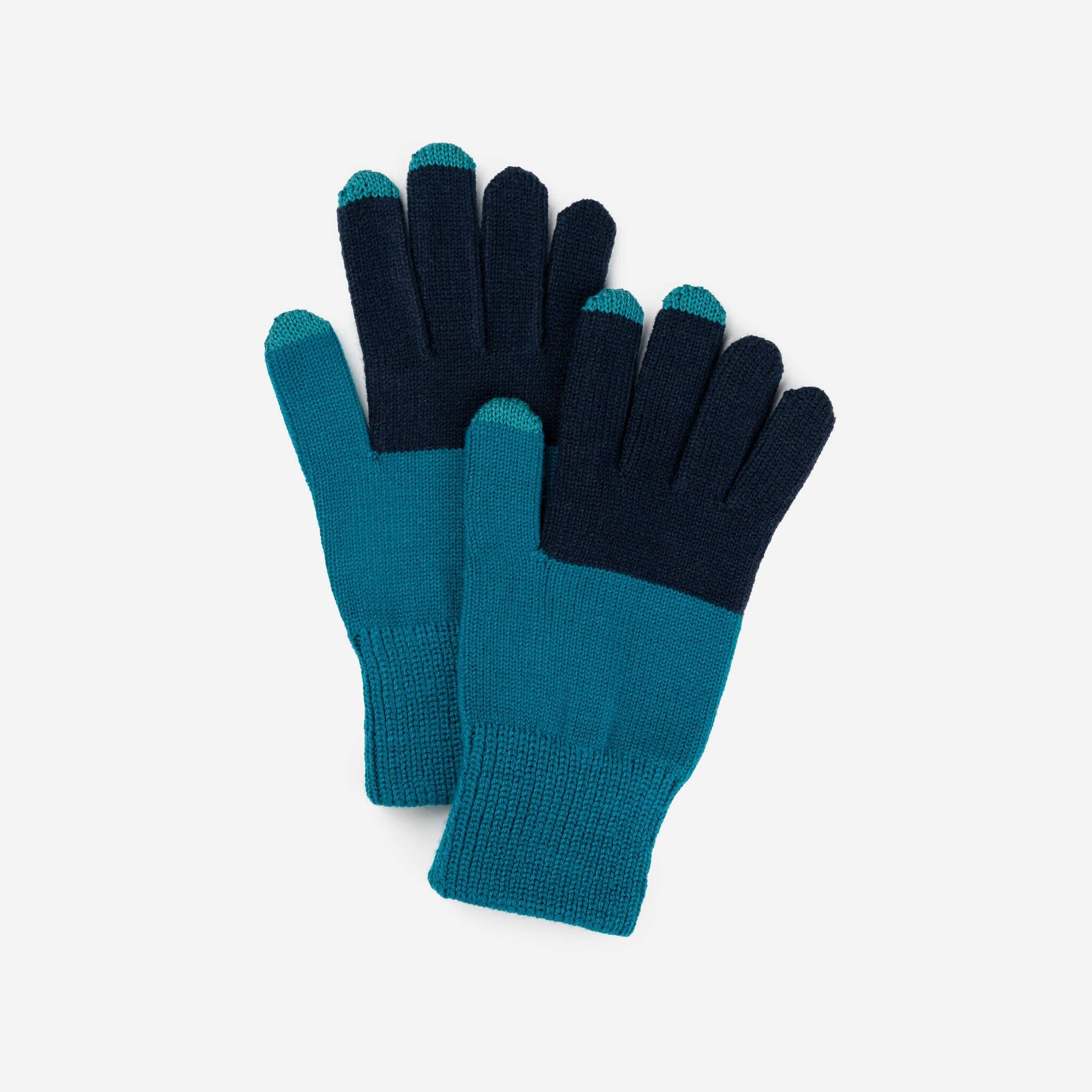 Colorblock Knit Touchscreen Gloves: Golden Olive Cobalt - PMA Store at the Portland Museum of Art, Maine