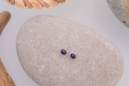 Sea Salt & Silver - Black Pearl Stud Earrings: Large - PMA Store at the Portland Museum of Art, Maine