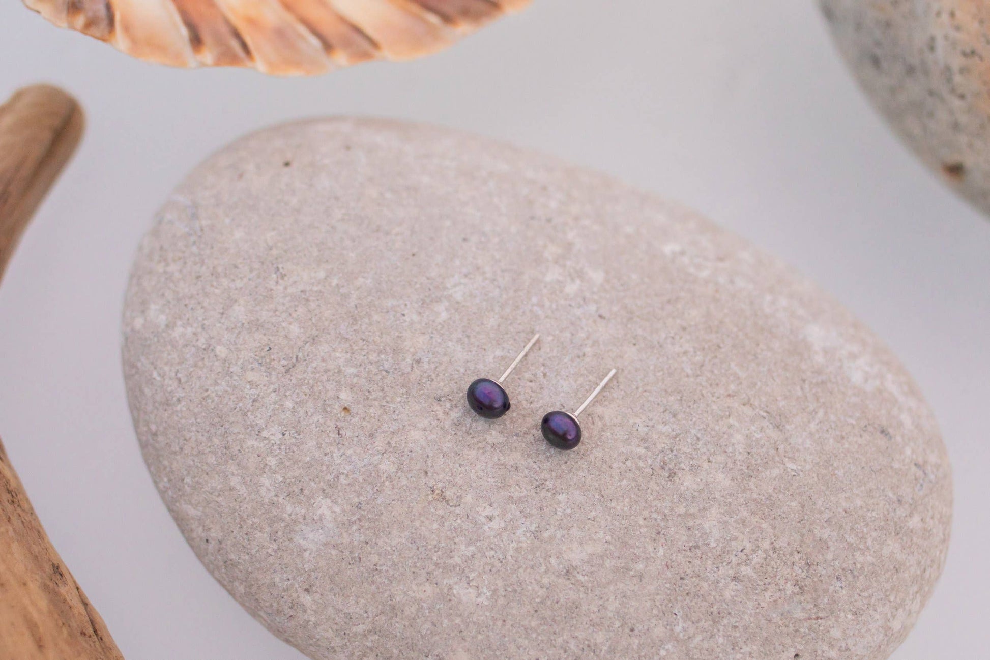 Sea Salt & Silver - Black Pearl Stud Earrings: Small - PMA Store at the Portland Museum of Art, Maine