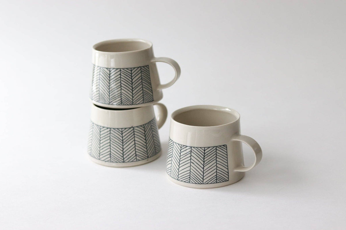 Elizabeth Benotti Ceramics - Herringbone Mug: White - PMA Store at the Portland Museum of Art, Maine