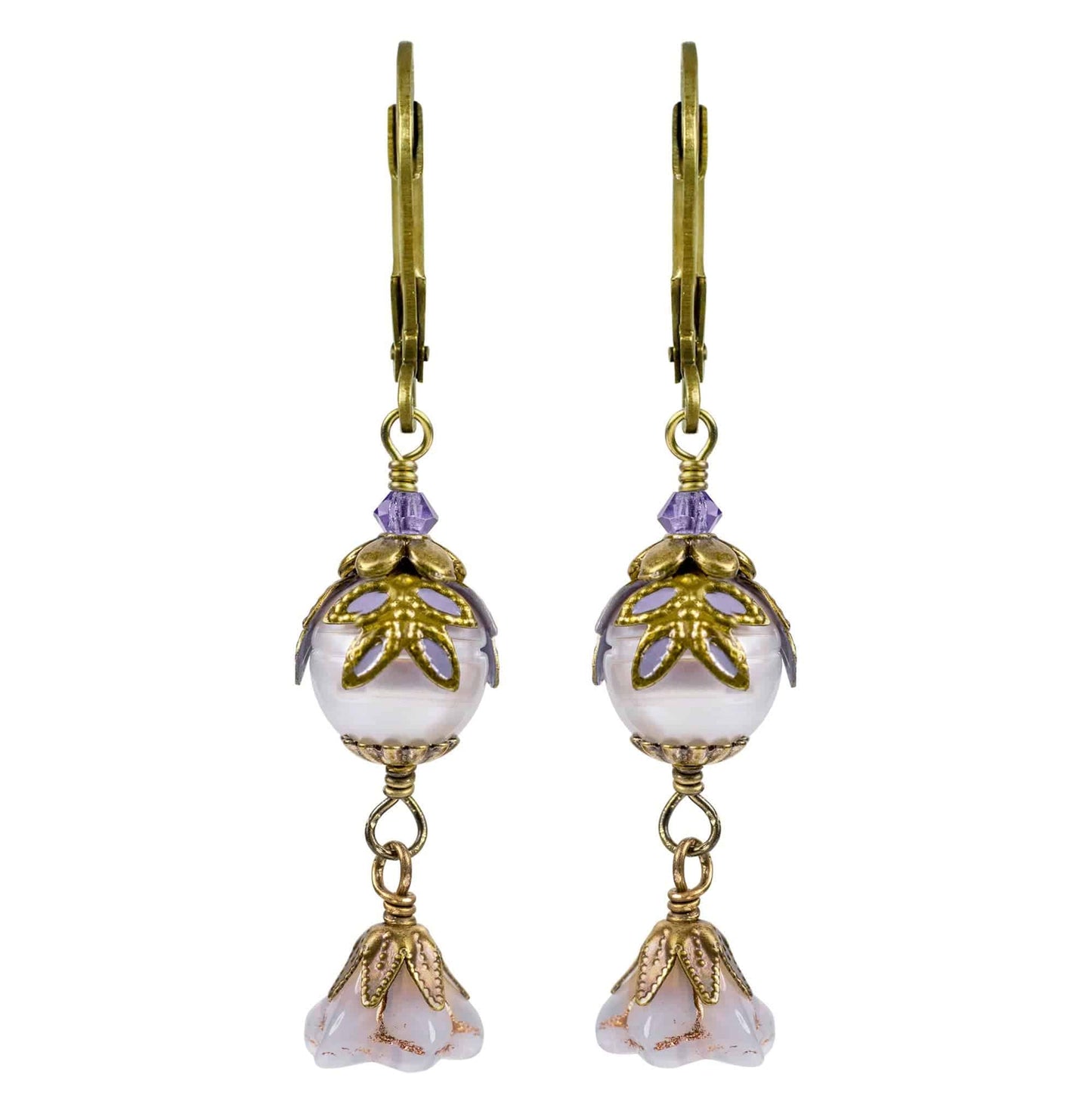 NoMonet - Fairyland: Pearl & Flower Crystal Hand-Painted Drop Earrings: Gold And Turquoise - PMA Store at the Portland Museum of Art, Maine