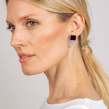 Pamela Coromoto - Glare Mini Earrings: Sky and Anthracite Mirror