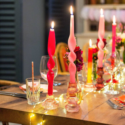 Talking Tables USA - Home, Birthday, Games & Seasonal Decor - Pink Glass Candlestick Holder | Summer Gifts |