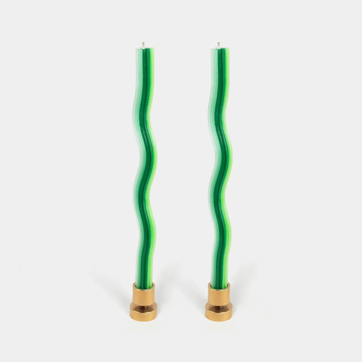 Wiggle Candles - Triple Green (2 Pack) - 11" Vibrant Tapers - PMA Store at the Portland Museum of Art, Maine