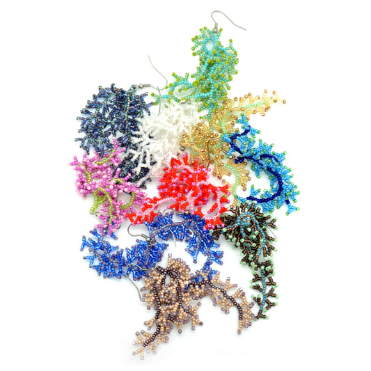Dunitz & Company - Glass Seed Bead Coral Earrings - Fair Trade Verified: Assorted Fall Colors
