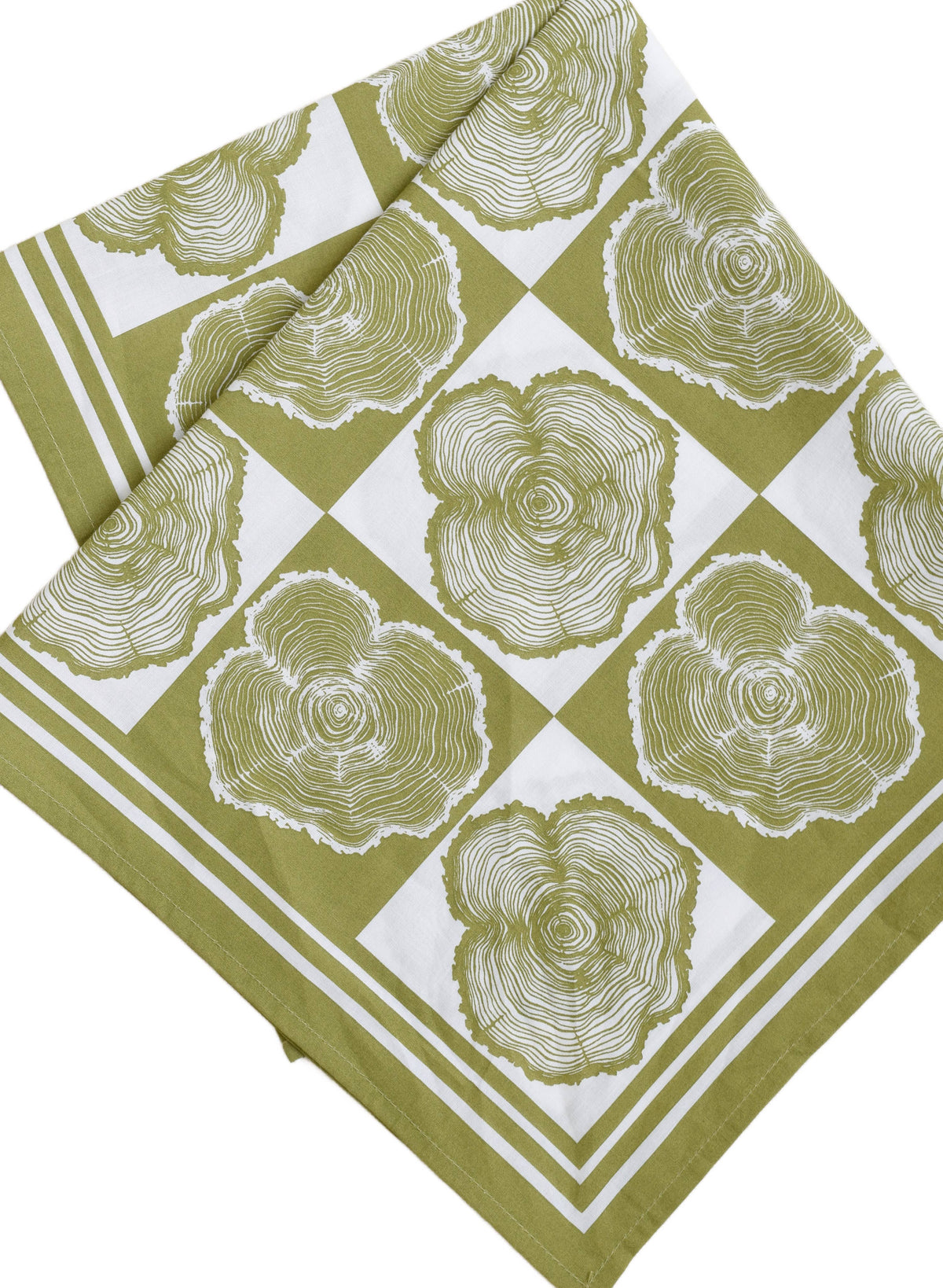 Hearth and Harrow - Tree Ring Bandana - 100% Cotton - Olive Green Print