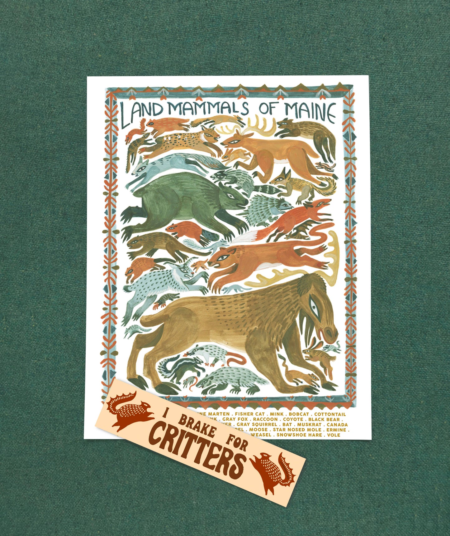 Lin Snow Art - Land Mammals of Maine Print - PMA Store at the Portland Museum of Art, Maine