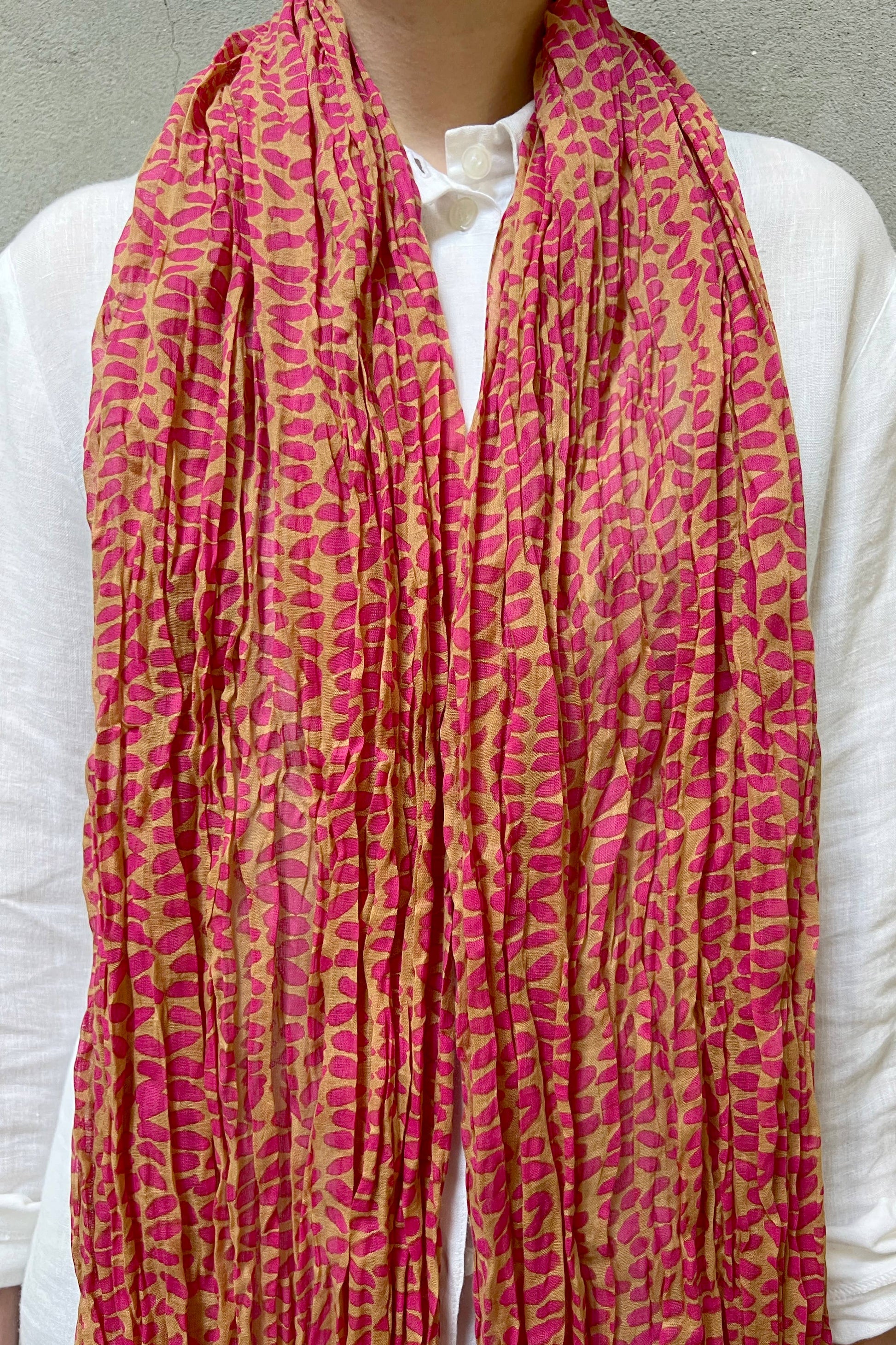 Cotton Scarf: Small Totem Red/Yellow - PMA Store at the Portland Museum of Art, Maine