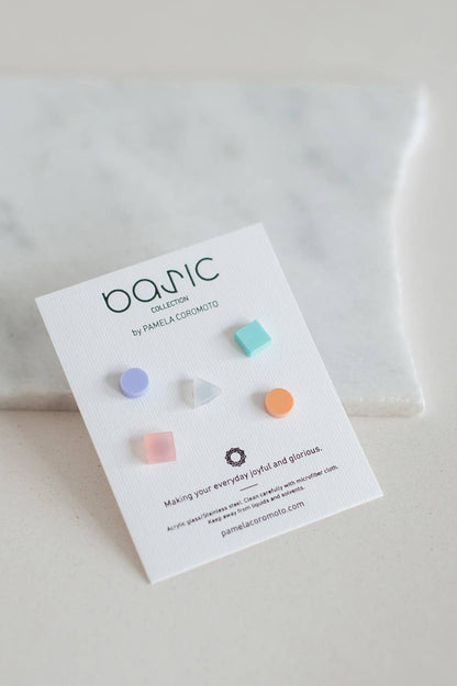 Pamela Coromoto - Basic - Mini Earrings Set (5) - Colorful Palette: Red/Blue Palette