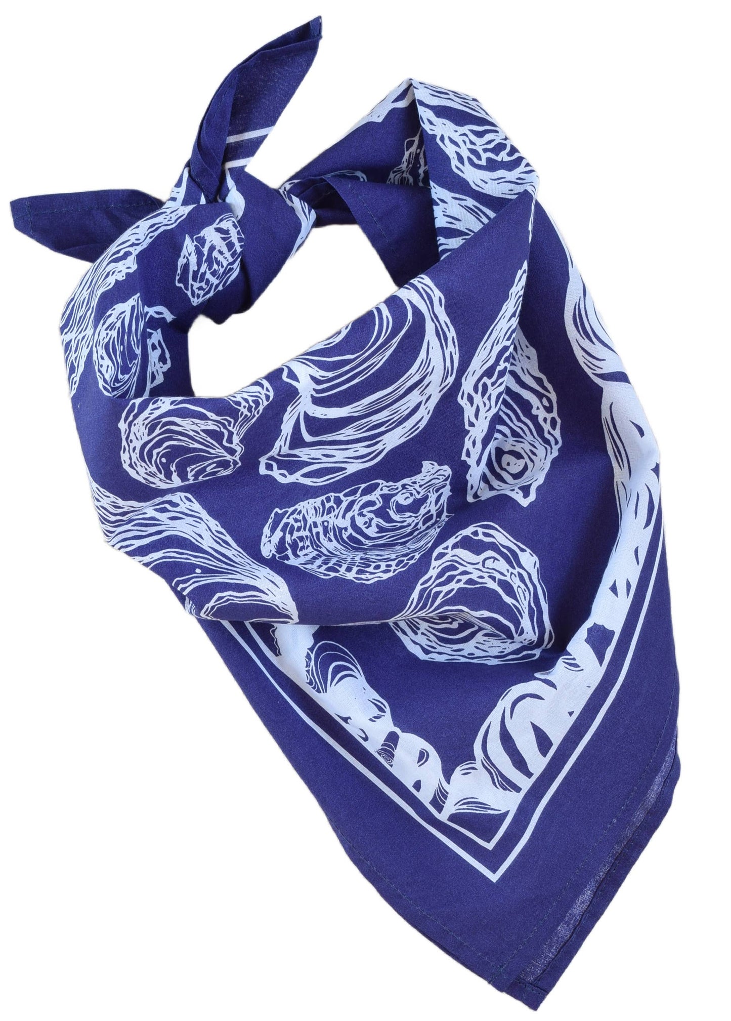 Hearth and Harrow - Oyster Bandana - 100% Cotton - Hand Printed - Royal Blue - PMA Store at the Portland Museum of Art, Maine