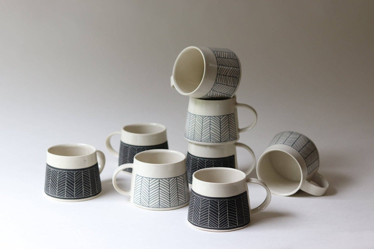 Elizabeth Benotti Ceramics - Herringbone Mug: White - PMA Store at the Portland Museum of Art, Maine