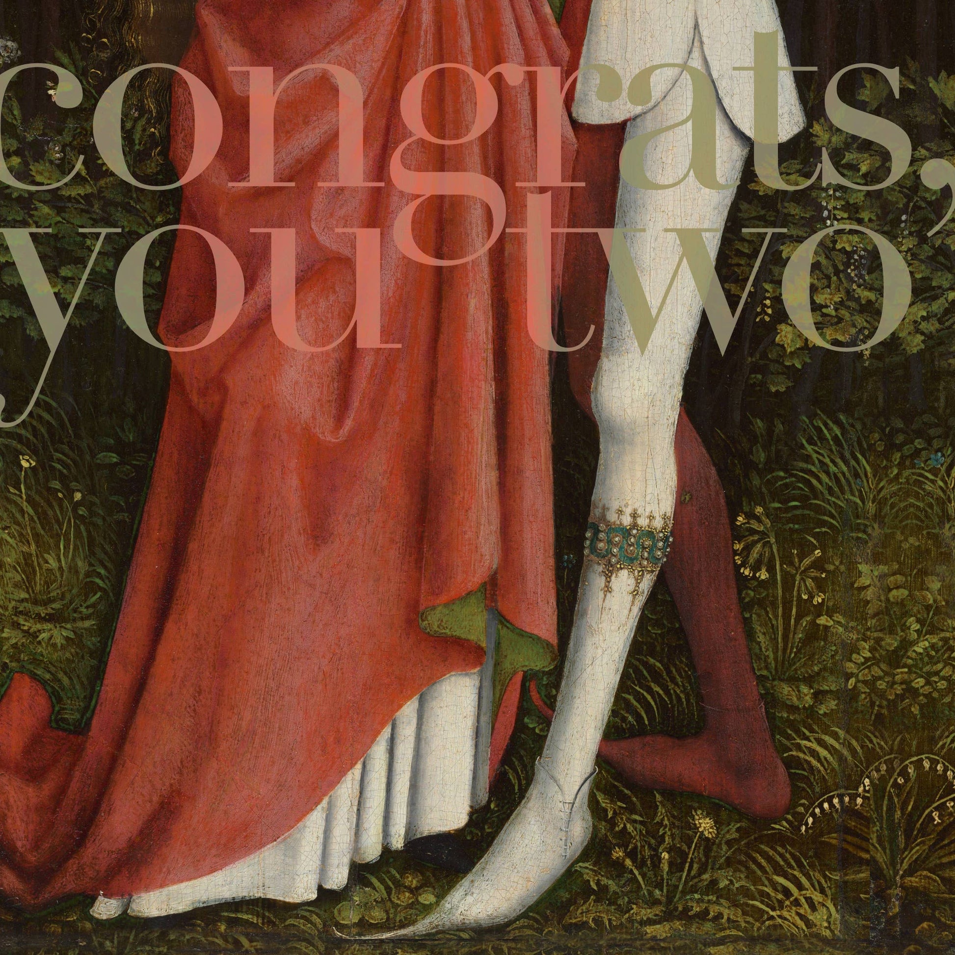 "Congrats, you two" (bridal couple) wedding greeting card: Recycled white envelopes - PMA Store at the Portland Museum of Art, Maine