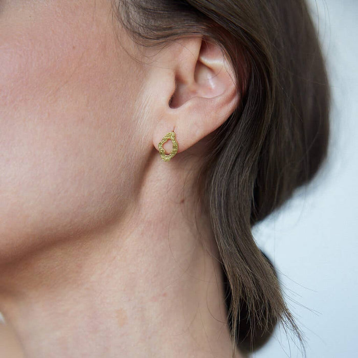 MULXIPLY - Canyon Stud Earrings | Hammered Brass