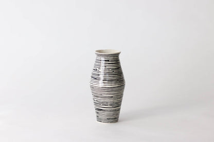 Elizabeth Benotti Ceramics - Everyday Pinched Vase: Striped - PMA Store at the Portland Museum of Art, Maine