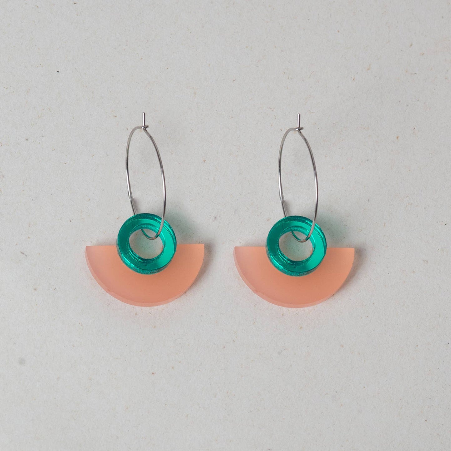 NEW Blok Earrings - Color: Turquoise and Gold Rose Mirror - PMA Store at the Portland Museum of Art, Maine