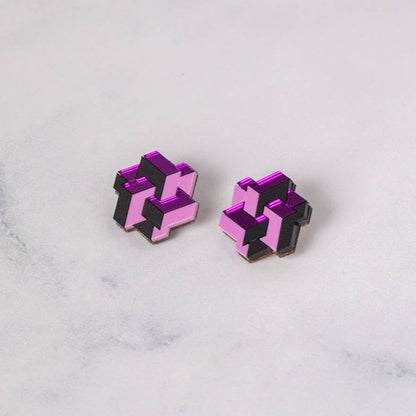 Pamela Coromoto - NEW Prisma Earrings – Bold Geometry for Modern Style: Purple Palette / Clip